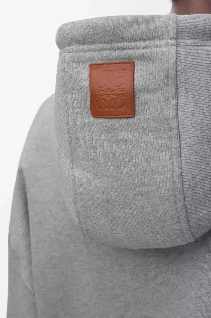 Sudadera con capucha de corte holgado en algodón gris melange Sudadera con capucha de corte holgado en algodón gris melange
