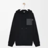 Sudadera con capucha de corte holgado en algodón negro Sudadera con capucha de corte holgado en algodón negro