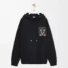 Sudadera con capucha de corte holgado en algodón negro Sudadera con capucha de corte holgado en algodón negro