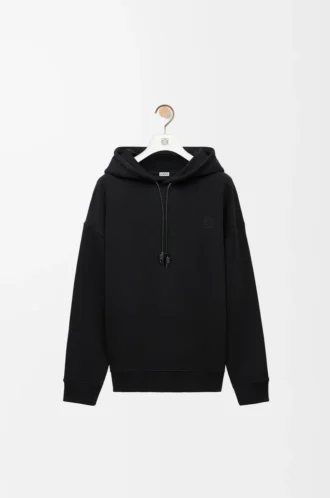 Sudadera con capucha de corte holgado en algodón negro Sudadera con capucha de corte holgado en algodón negro