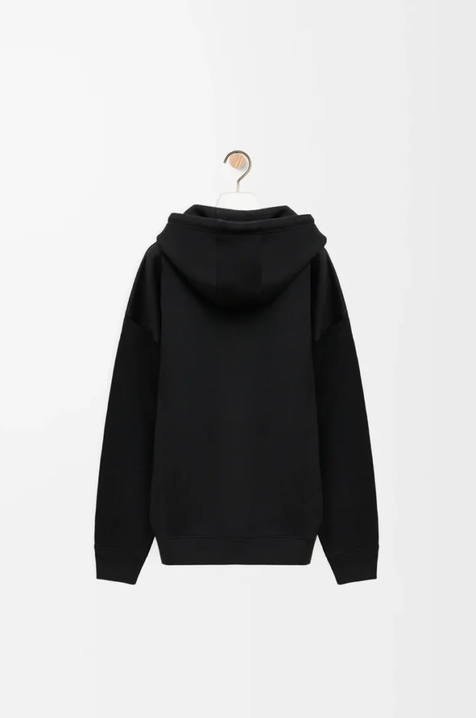 Sudadera con capucha de corte holgado en algodón negro Sudadera con capucha de corte holgado en algodón negro