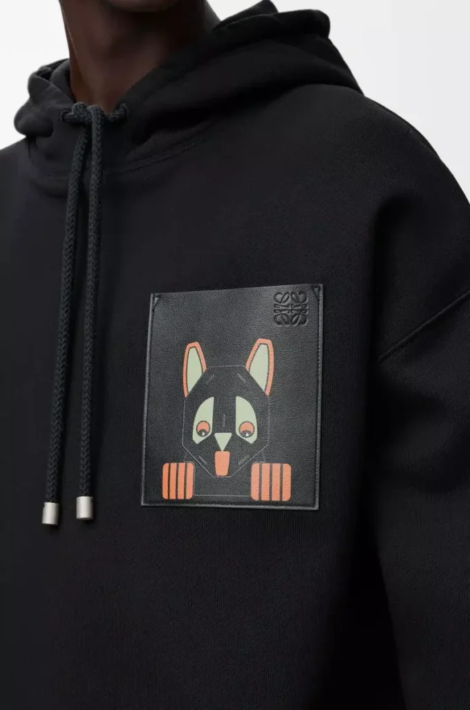 Sudadera con capucha de corte holgado en algodón negro Sudadera con capucha de corte holgado en algodón negro