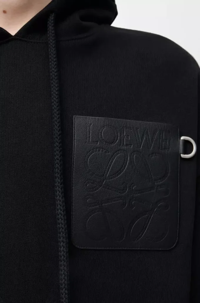 Sudadera con capucha de corte holgado en algodón negro Sudadera con capucha de corte holgado en algodón negro