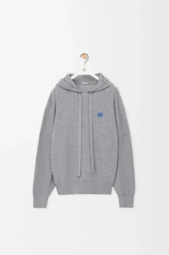 Sudadera con capucha de lana gris jaspeado claro