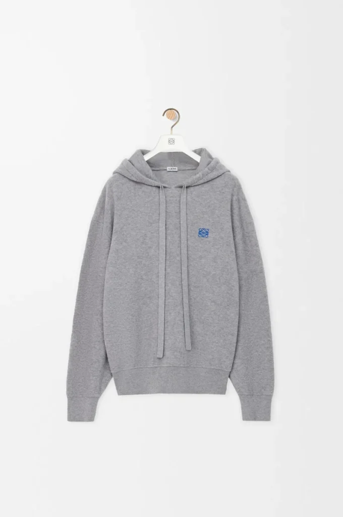 Sudadera con capucha de lana gris jaspeado claro