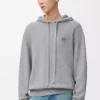 Sudadera con capucha de lana gris jaspeado claro