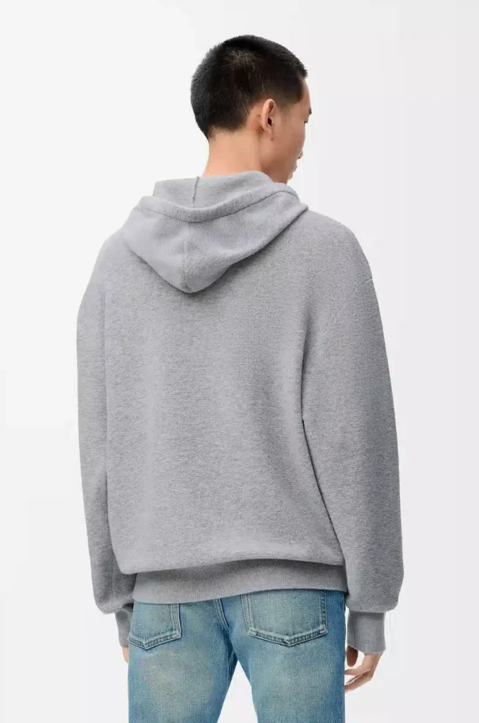 Sudadera con capucha de lana gris jaspeado claro