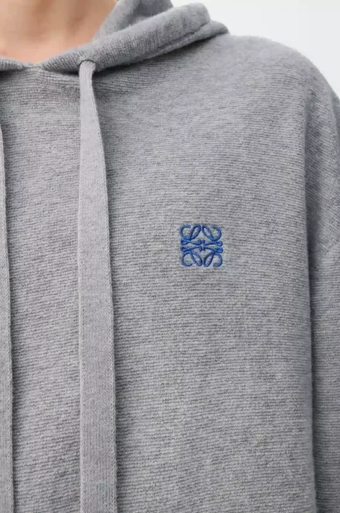 Sudadera con capucha de lana gris jaspeado claro