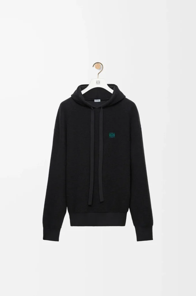 Sudadera con capucha de lana negra Sudadera con capucha de lana negra