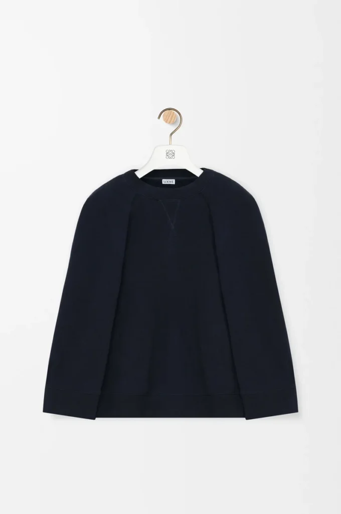 Sudadera con capucha en mezcla de algodón. Azul medianoche Sudadera con capucha en mezcla de algodón. Azul medianoche