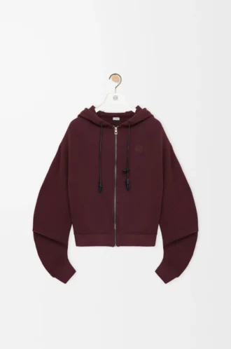 Sudadera con capucha Flamenco de algodón y cachemira. Burdeos oscuro