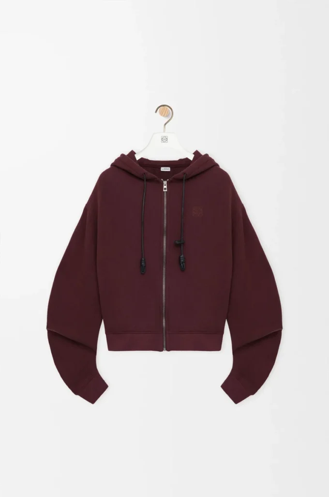 Sudadera con capucha Flamenco de algodón y cachemira. Burdeos oscuro Sudadera con capucha Flamenco de algodón y cachemira. Burdeos oscuro