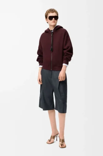 Sudadera con capucha Flamenco de algodón y cachemira. Burdeos oscuro