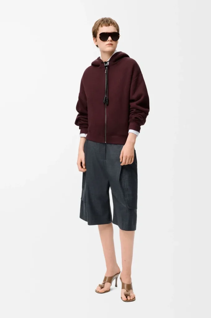 Sudadera con capucha Flamenco de algodón y cachemira. Burdeos oscuro Sudadera con capucha Flamenco de algodón y cachemira. Burdeos oscuro