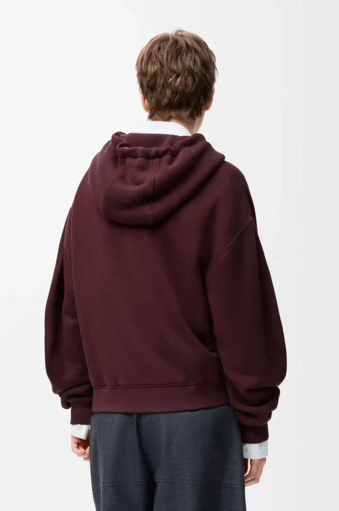 Sudadera con capucha Flamenco de algodón y cachemira. Burdeos oscuro Sudadera con capucha Flamenco de algodón y cachemira. Burdeos oscuro