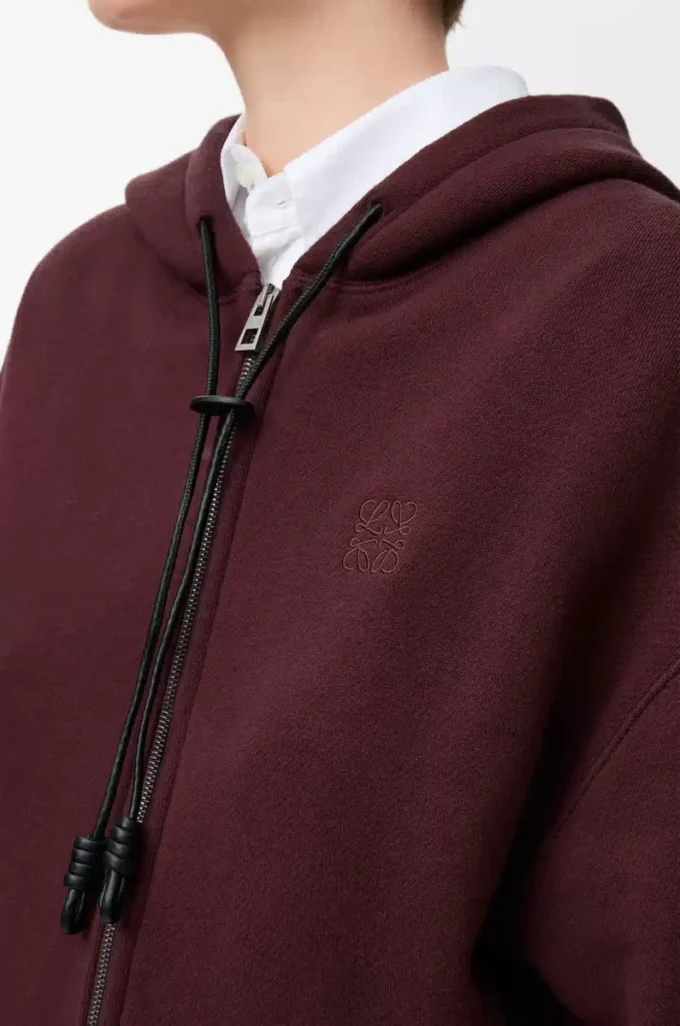 Sudadera con capucha Flamenco de algodón y cachemira. Burdeos oscuro Sudadera con capucha Flamenco de algodón y cachemira. Burdeos oscuro