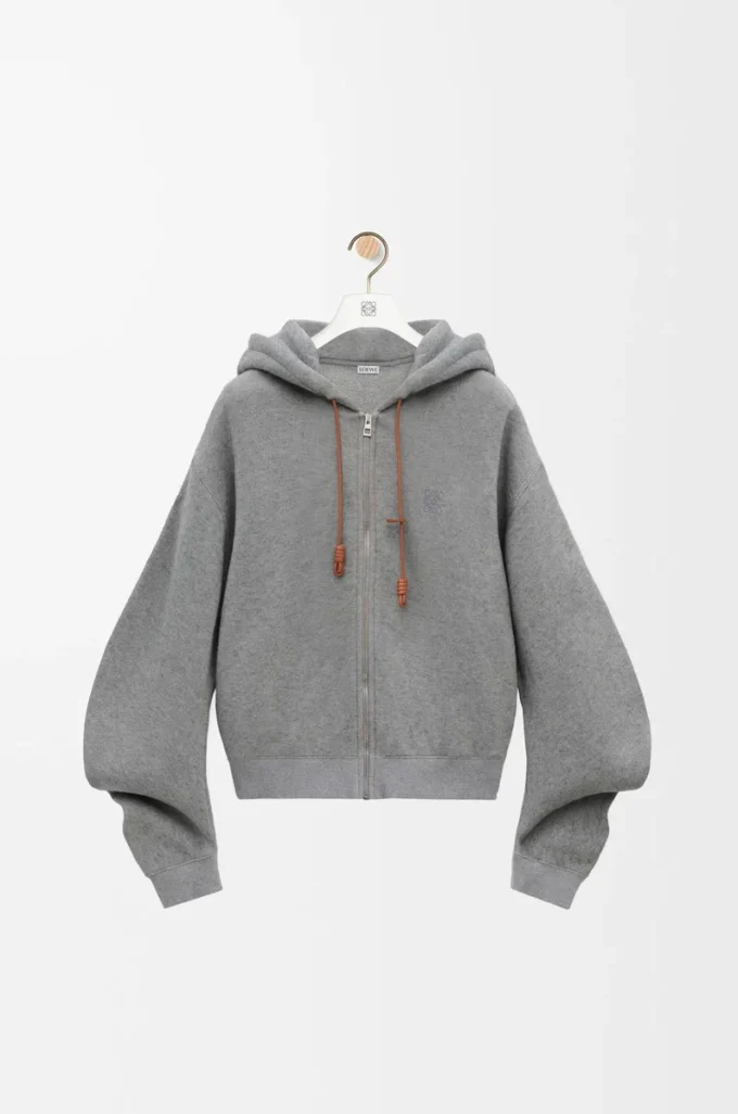 Sudadera con capucha Flamenco de algodón y cachemira Gris Sudadera con capucha Flamenco de algodón y cachemira Gris