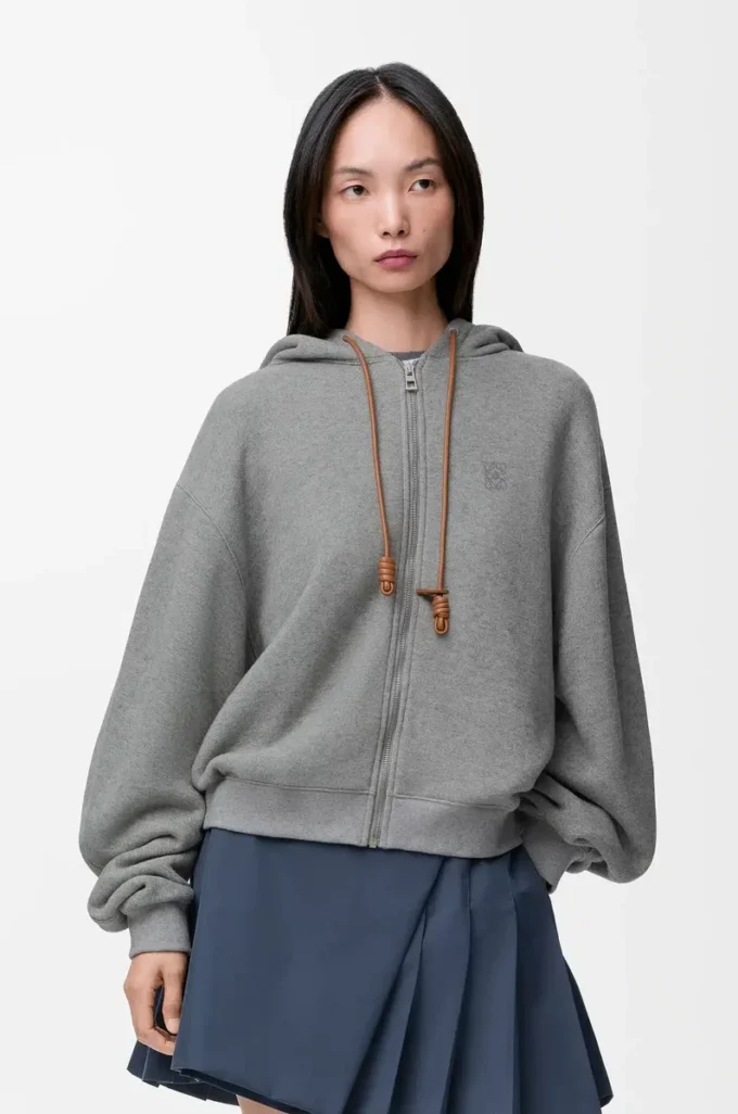 Sudadera con capucha Flamenco de algodón y cachemira Gris Sudadera con capucha Flamenco de algodón y cachemira Gris