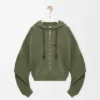 Sudadera con capucha Flamenco de algodón y cachemira Verde caqui Sudadera con capucha Flamenco de algodón y cachemira Verde caqui