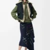 Sudadera con capucha Flamenco de algodón y cachemira Verde caqui Sudadera con capucha Flamenco de algodón y cachemira Verde caqui