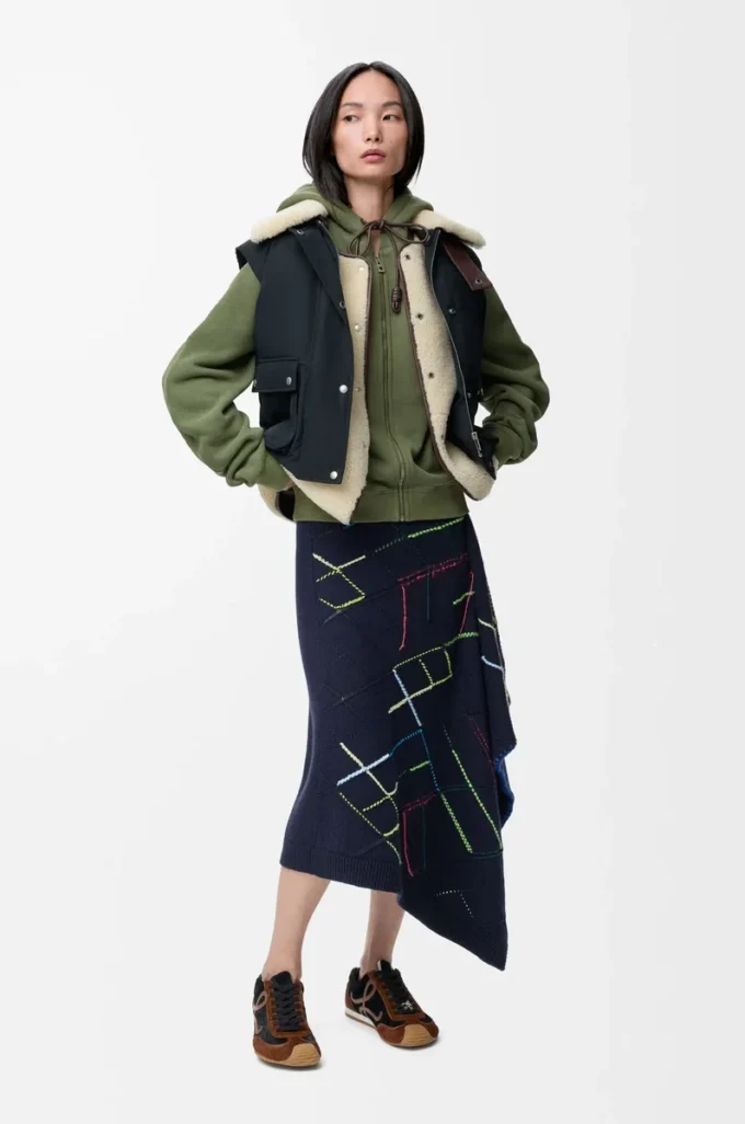 Sudadera con capucha Flamenco de algodón y cachemira Verde caqui Sudadera con capucha Flamenco de algodón y cachemira Verde caqui
