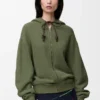 Sudadera con capucha Flamenco de algodón y cachemira Verde caqui Sudadera con capucha Flamenco de algodón y cachemira Verde caqui
