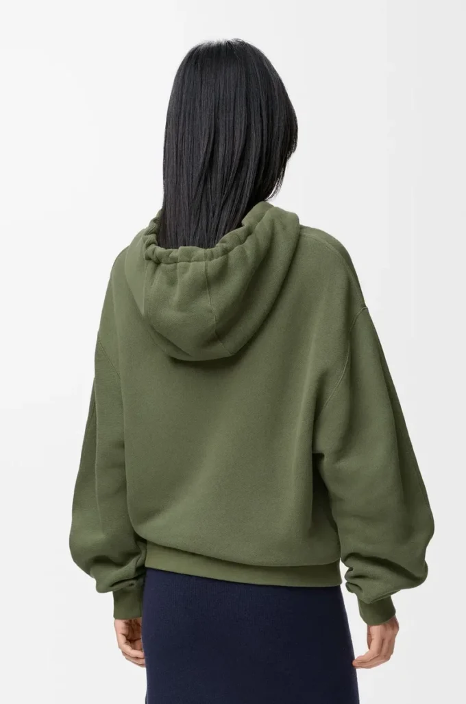Sudadera con capucha Flamenco de algodón y cachemira Verde caqui Sudadera con capucha Flamenco de algodón y cachemira Verde caqui