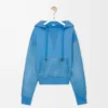 Sudadera con capucha híbrida de algodón y piel de cordero napa Azul Sudadera con capucha híbrida de algodón y piel de cordero napa Azul
