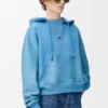 Sudadera con capucha híbrida de algodón y piel de cordero napa Azul Sudadera con capucha híbrida de algodón y piel de cordero napa Azul