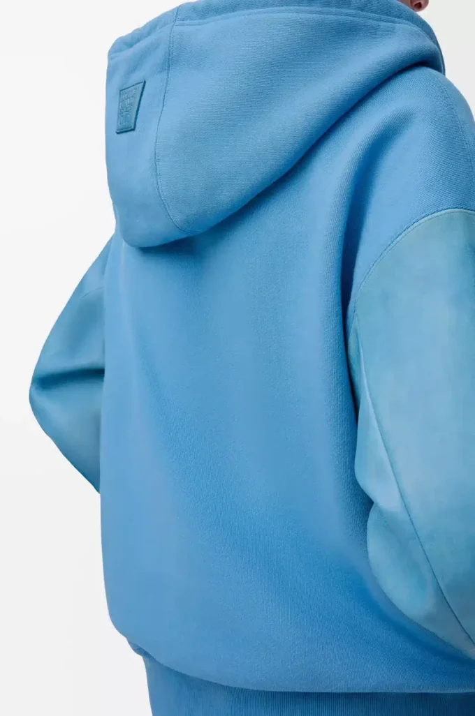Sudadera con capucha híbrida de algodón y piel de cordero napa Azul Sudadera con capucha híbrida de algodón y piel de cordero napa Azul