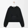 Sudadera con capucha trapezoidal de mezcla de algodón. Negro Sudadera con capucha trapezoidal de mezcla de algodón. Negro