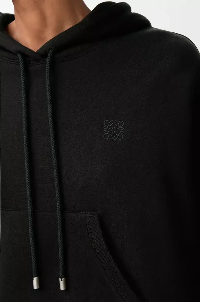 Sudadera con capucha trapezoidal de mezcla de algodón. Negro Sudadera con capucha trapezoidal de mezcla de algodón. Negro