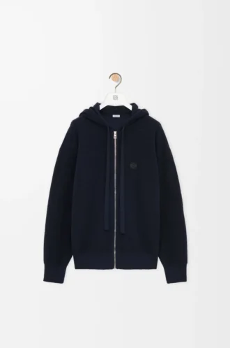 Sudadera con capucha y cremallera Anagram de lana azul marino