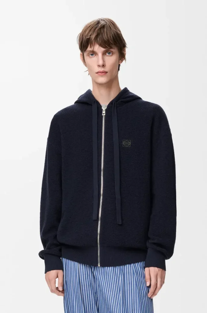 Sudadera con capucha y cremallera Anagram de lana azul marino Sudadera con capucha y cremallera Anagram de lana azul marino
