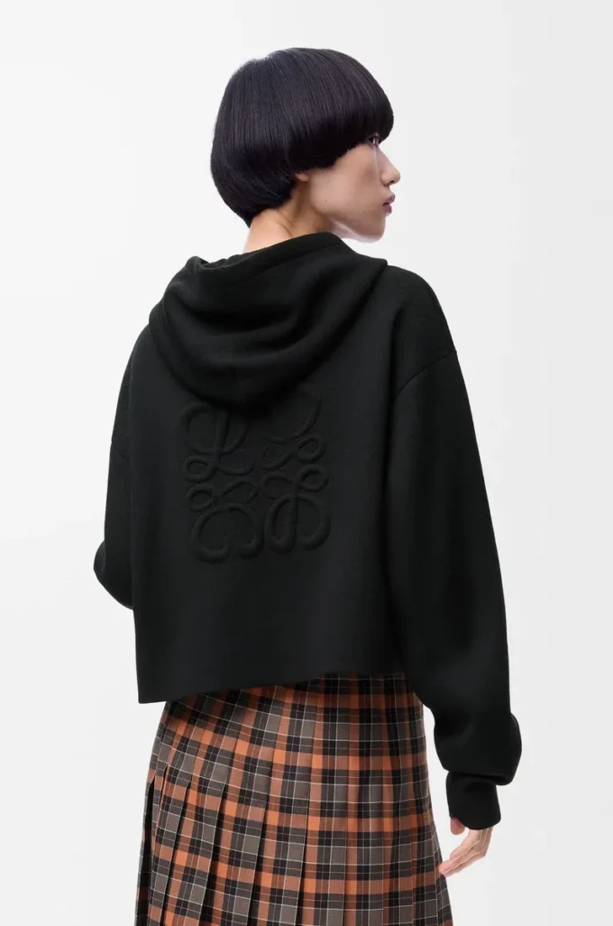 Sudadera con capucha y cremallera Anagram de lana, color negro Sudadera con capucha y cremallera Anagram de lana, color negro