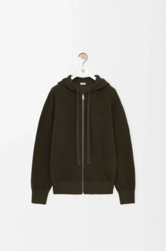 Sudadera con capucha y cremallera Anagram de lana verde caqui