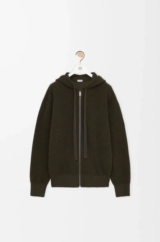 Sudadera con capucha y cremallera Anagram de lana verde caqui