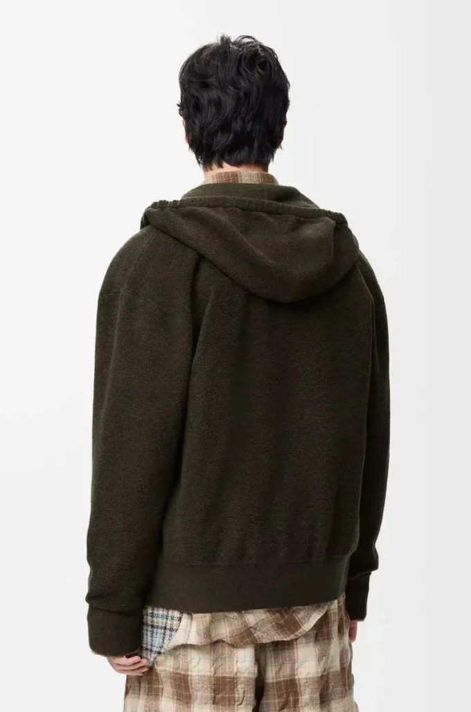 Sudadera con capucha y cremallera Anagram de lana verde caqui