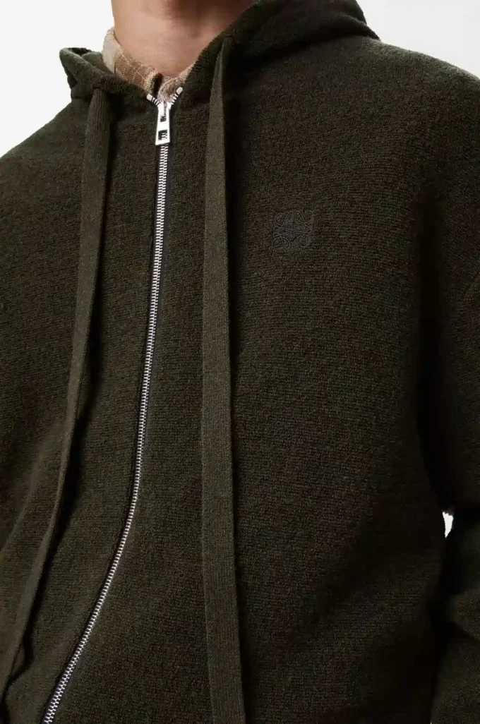 Sudadera con capucha y cremallera Anagram de lana verde caqui