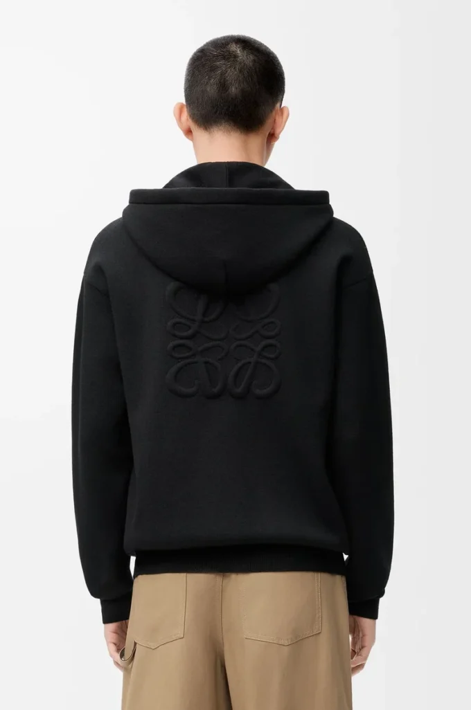 Sudadera con capucha y cremallera Anagram en lana negra Sudadera con capucha y cremallera Anagram en lana negra