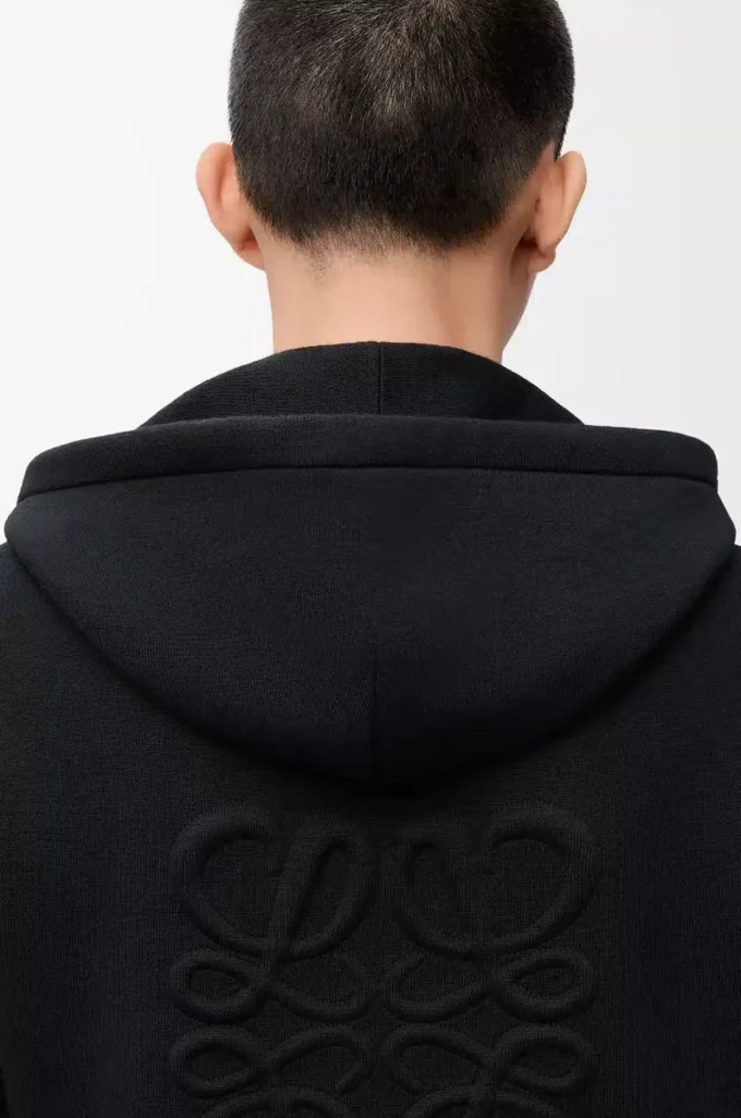 Sudadera con capucha y cremallera Anagram en lana negra Sudadera con capucha y cremallera Anagram en lana negra