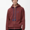 Sudadera con capucha y cremallera de algodón color burdeos Sudadera con capucha y cremallera de algodón color burdeos
