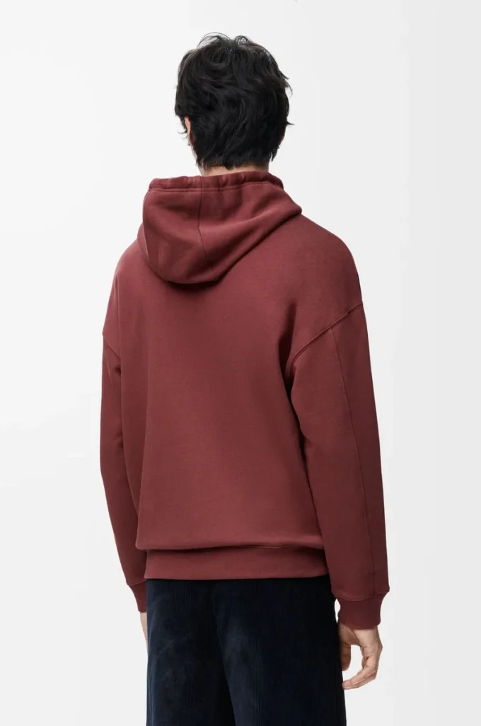 Sudadera con capucha y cremallera de algodón color burdeos Sudadera con capucha y cremallera de algodón color burdeos