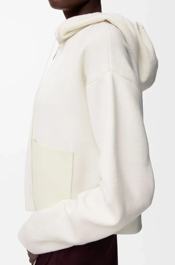 Sudadera con capucha y cremallera de lana Blanca Sudadera con capucha y cremallera de lana Blanca