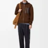Sudadera con capucha y cremallera de lana marrón