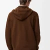 Sudadera con capucha y cremallera de lana marrón