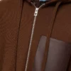 Sudadera con capucha y cremallera de lana marrón