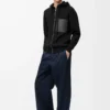 Sudadera con capucha y cremallera de lana. Negro