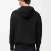 Sudadera con capucha y cremallera de lana. Negro