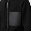 Sudadera con capucha y cremallera de lana. Negro